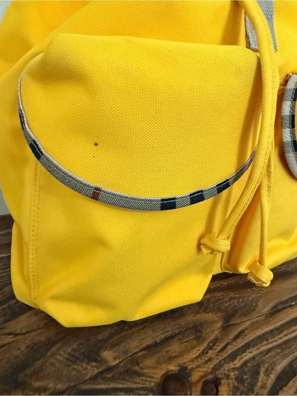 Burberrys Vintage Fragrances Canvas Backpack – Bright Yellow Nova Check Trim
